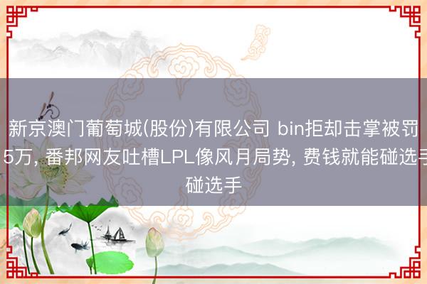 新京澳门葡萄城(股份)有限公司 bin拒却击掌被罚15万， 番邦网友吐槽LPL像风月局势， 费钱就能碰选手