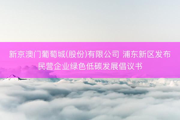 新京澳门葡萄城(股份)有限公司 浦东新区发布民营企业绿色低碳发展倡议书
