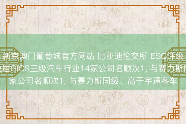 新京澳门葡萄城官方网站 比亚迪伦交所 ESG评级较上年高潮至A-， 位居GICS三级汽车行业14家公司名顺次1， 与赛力斯同级、高于宇通客车