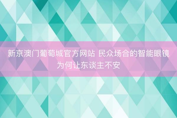 新京澳门葡萄城官方网站 民众场合的智能眼镜为何让东谈主不安