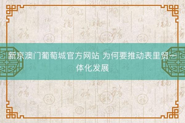 新京澳门葡萄城官方网站 为何要推动表里贸一体化发展