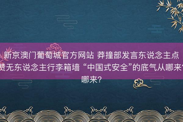 新京澳门葡萄城官方网站 莽撞部发言东说念主点赞无东说念主行李箱墙 “中国式安全”的底气从哪来？