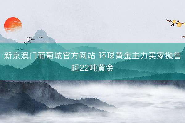 新京澳门葡萄城官方网站 环球黄金主力买家抛售超22吨黄金